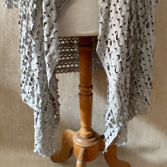 Linea Domani Taupe Waterfall Cardigan | All-Over Laser-Cut Detail | XL - Picture 6 of 14